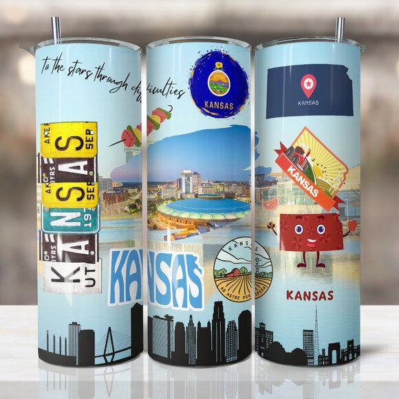 Kansas State Tumbler, Kansas City Tumbler, Vacation Travel Cup, 20oz Tumbler - Picture 1 of 7